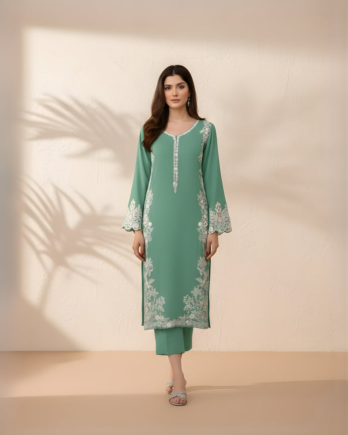 RTS | 2PC Embroidered Lawn Shirt & Dyed Trouser