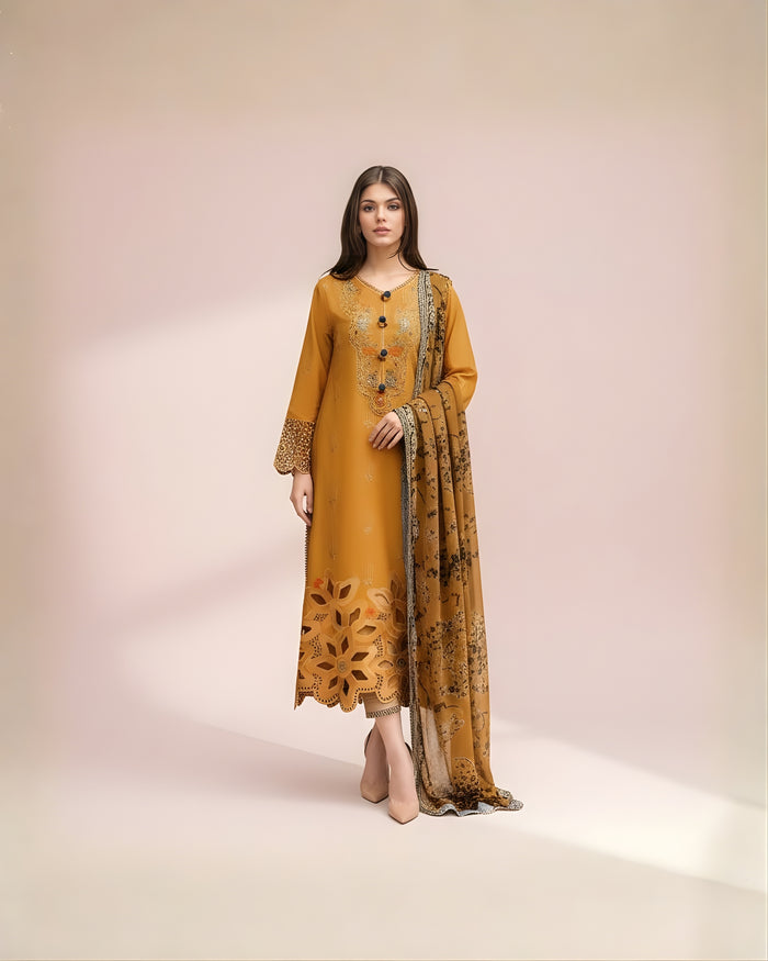 RTS | BANA DORA LAWN | 3PC EMBROIDERED