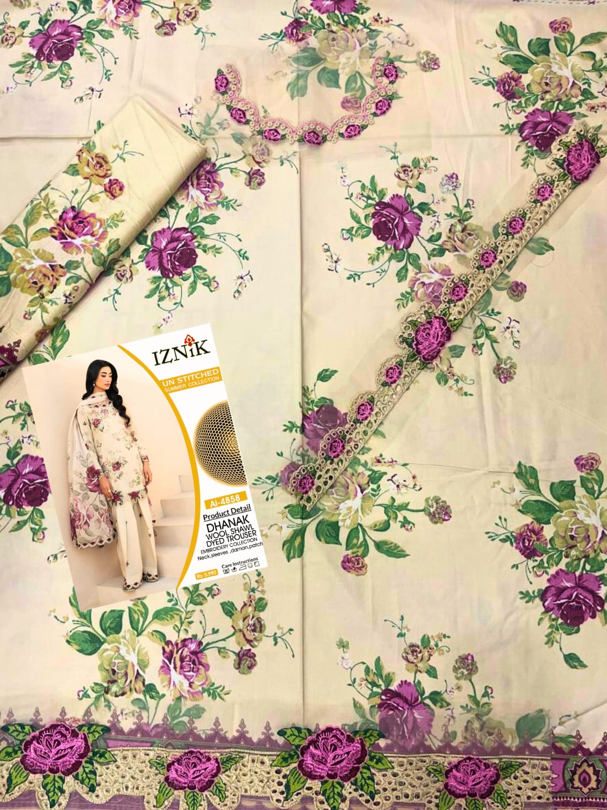 Dhanak Unstitched 3 PC - DU 3