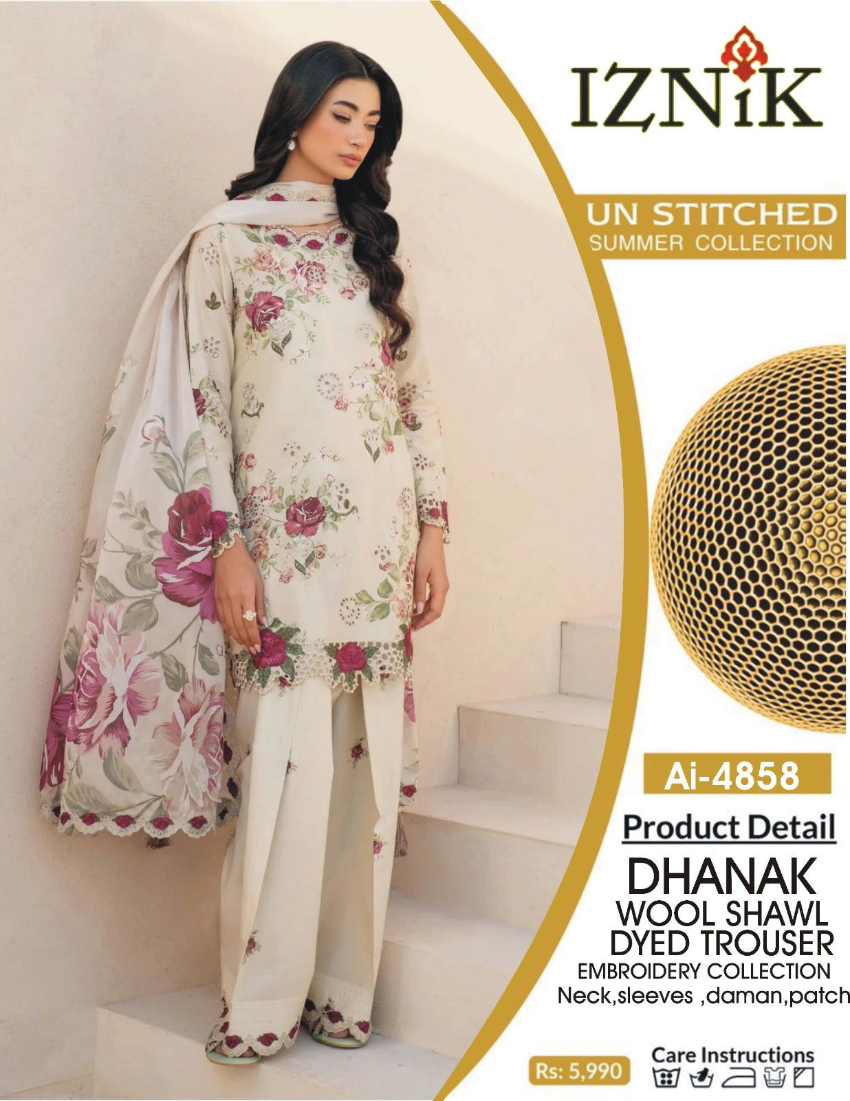 Dhanak Unstitched 3 PC - DU 3