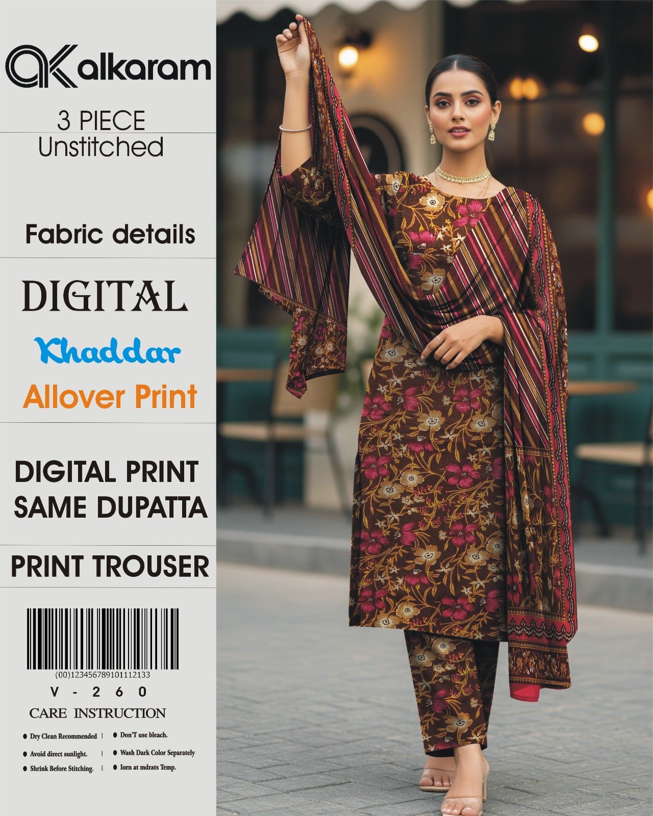 Digital Khaddar All Over Print 3PC