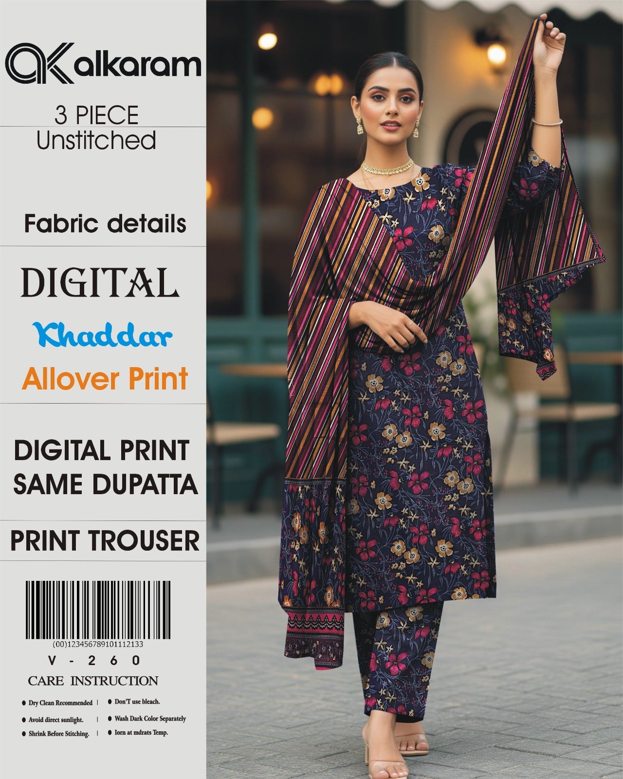 Digital Khaddar All Over Print 3PC
